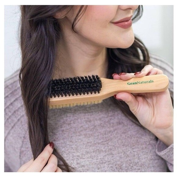 GranNaturals Double Sided Board Bristle Hair Brush  Soft & Hard - Picture 4 of 5